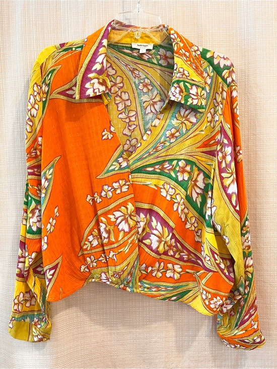Haute Hippie Tops - Haute Hippie Cropped Top Paisley Boho Vibrant Festival Playful